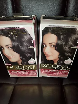 L'Oreal Excellence Creme Hair Color 1 Black Natural Lot Of 2 • $16.99