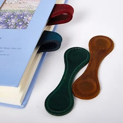 Genuine Leather Magnetic Bookmark Handmade Paper Clip Notebook Decoration  Gift • £5.47