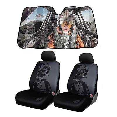 $69.96 • Buy New Star Wars Luke Skywalker Darth Vader Car Front Seat Covers And Sunshade Set