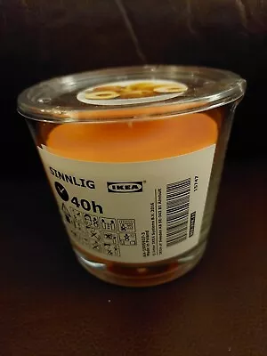 IKEA SINNLIG Scented Candle Orange/ Peach 9cm Glass • £6.50