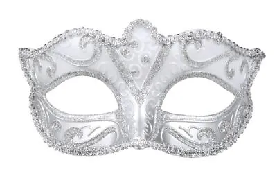 Silver Venice Felina Eye Mask Venetian Masquerade Ball Fancy Dress • £7.49