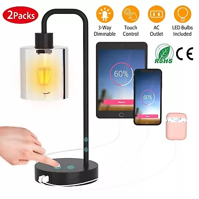 2pc Bedside Table Lamp Touch Control Nightstand Bedroom Vantage Light Bulb +Base • $46.65