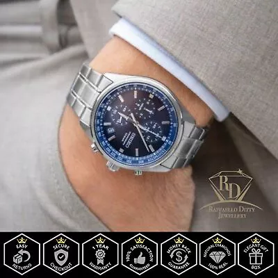 SEIKO Men's Watch Chronograph Quartz Blue Dial Stainless Steel Silver SSB377 New • $124.59