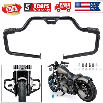 Mustache Gloss Black Engine Guard Crash Bar For Harley Softail Street Bob 18-24 • $118.65