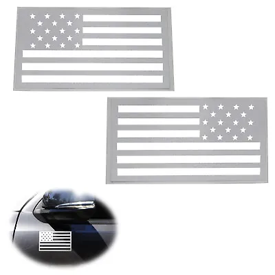Reflective Silver/White US Flag Vinyl Decal Stickers For Truck SUV Side Doors • $8.59