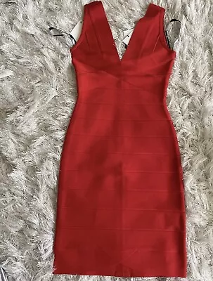 $169 • Buy Herve Leger Red Mini Dress XS