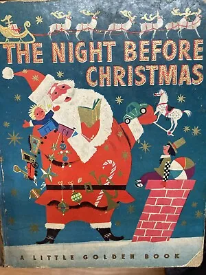 Vtg The Night Before Christmas Little Golden Book 1st Ed. “E” Sparkle Ink 1949 • $10