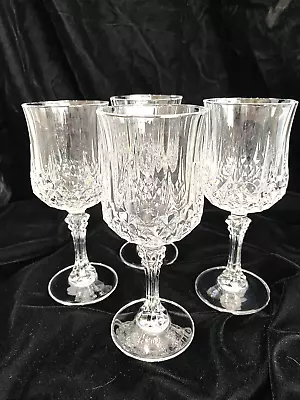 Cristal D' Arques Longchamp Crystal Wine/Water Goblets Glasses 7 1/4  - Set Of 4 • $19.49