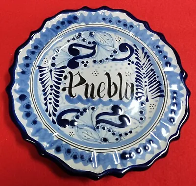 Genuine TALAVERA Plate Cobalt Blue & White Mexican Pottery Signed 8 1/2  • $19.95