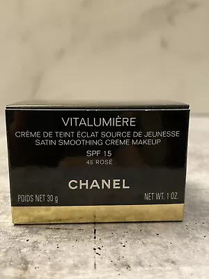 CHANEL VITALUMIERE Satin Smoothing Creme MAKEUP SPF 15 #45 Rose Fresh Date • $55