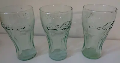 Lot 3 Vtg Indiana Glass Coca-Cola Coke Drinking Glasses 4.5  Tall 2.25  Diameter • $7.99