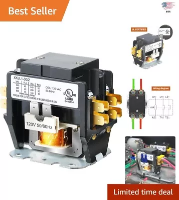 Heavy-Duty 2 Pole HVAC Motor Contactor - Carrier-Compatible - Replacement Relay • $27.99