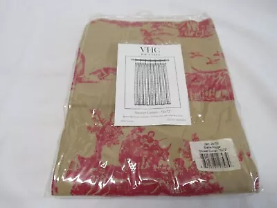 VHC BRANDS Tan Red ELAINE ROUGE Toile French Country Print Shower Curtain 72  • £12.53