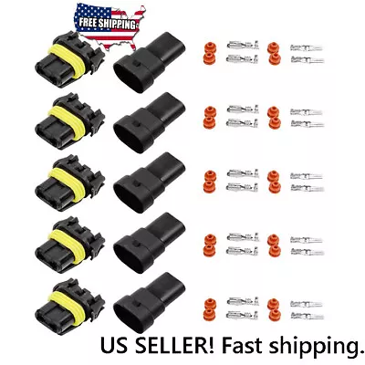 9006 9005 HB4 HB3 9012 Waterproof Male & Female Adapter Connector 5 Set Kit New! • $14.97