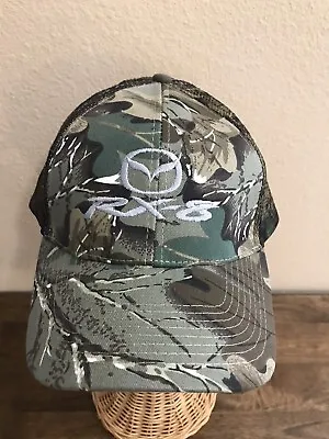 MAZDA RX-8 Embroidered Logo Adjustable Woodlands Camouflage Mesh Hat Men’s NOS • $11.96