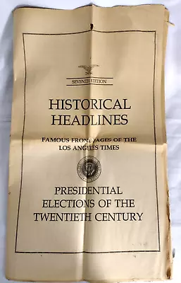 Historical Headlines Presidential Elections Los Angeles LA Times Newspaper 7th • $15.99