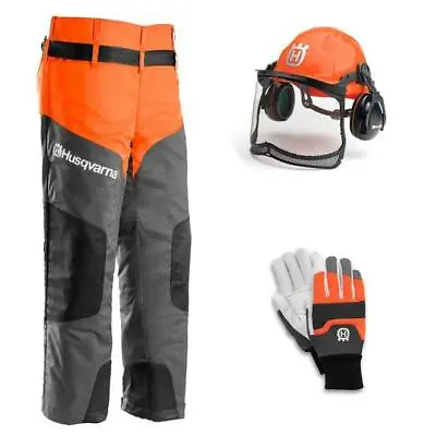 £135 • Buy HUSQVARNA Chainsaw Protective Kit Leggings/Chaps Chainsaw Helmet & Gloves