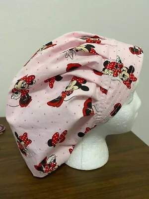 Minnie Mouse On Pink  On  Bouffant Surgical Nurses Scrub Hat Chemo Tech • $14.50