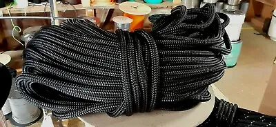 3/8   X 59 Ft. Double Braid-Yacht Braid Polyester Rope Hank .Black.Made In USA. • $30