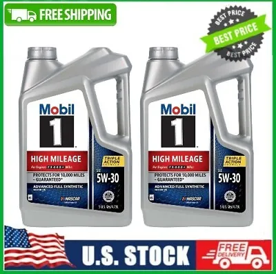 2 Pack Mobil 1 High Mileage Full Synthetic Motor Oil 5W-30 5 Quart • $48.90