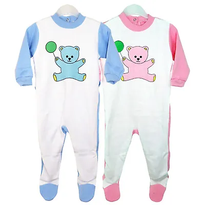 New Baby Toddler  All In One Fleece Pyjamas Jersey Nightwear Sleepsuit  0-18M • £6.99