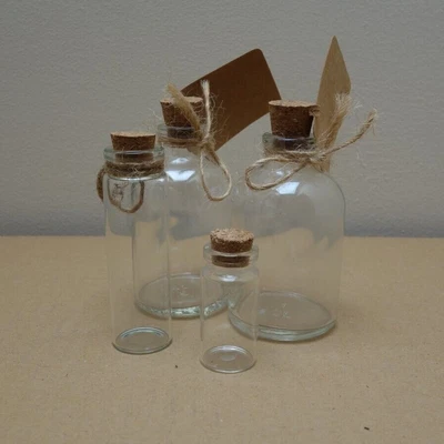 £3.99 • Buy Assortment Of Mini Glass Bottles With Cork NEW Great Condition