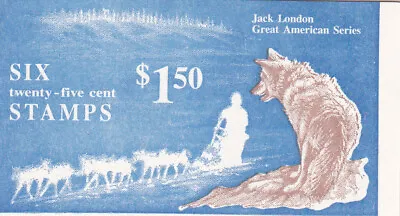 U.S. BOOKLET OF 6 SCOTT #BK151 1988 25ct JACK LONDON MINT PLATE #1 • $2.20