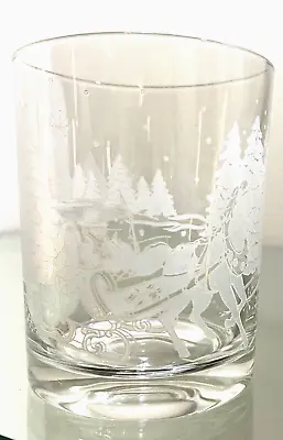 Frosted Christmas Pine Trees And Horse Drawn Sleigh Drinking Glass 12 Ounces • $9.99