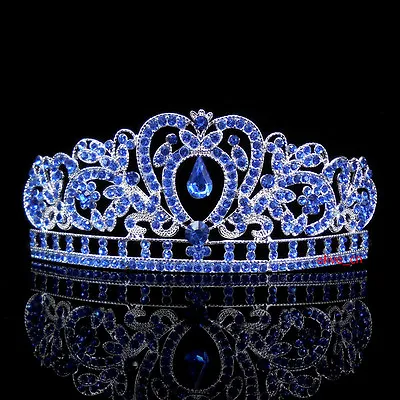 Kids Blue Heart Girl Children Wedding Prom Mini Tiara Crown Headband Princess  • $12.50