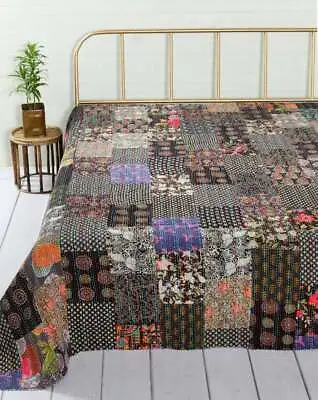 Bohemian Silk Patchwork Quilt Kantha Quilt Handmade Vintage Quilts. • $23