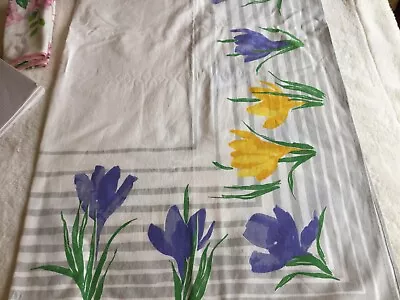 Vera Easter Spring Crocus Cotton Tablecloth Approx 50”x 52” Colorful EUC Vintage • $21.99