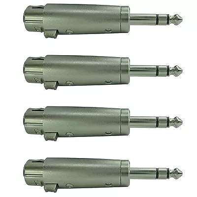 4 Pack 3pin XLR Female To 1/4 TRS Stereo Balanced Male Plug Mic Cable Adapter • $10.95