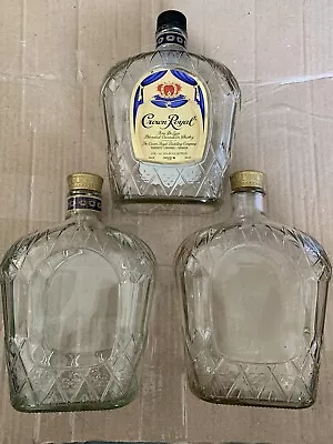 3 Empty 1 Liter Crown Royal Glass Bottles/Reclaimed Glass Great For Crafts • $8