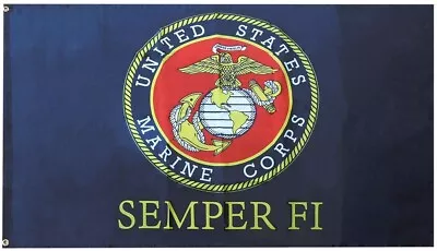 3x5 United States Marine Corps Semper Fi Black 100D OFFICIALLY LICENSED Flag • $13.88