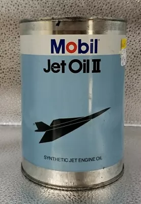 NOS Mobil Jet Oil II Aviation Turbine Engine Oil Full Can Vintage NOS • $25