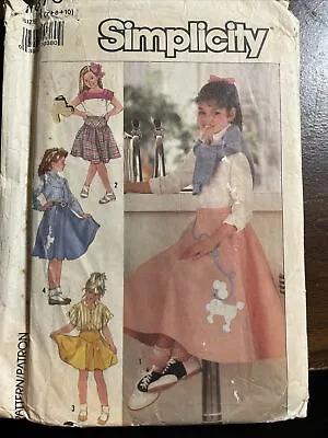 Simplicity 7878 Vintage 80's Girls Set Of Poodle Skirts Sewing Pattern 7-10 • $8