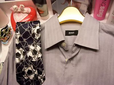 Men's 16.5 36-37 Hugo Boss Dress Shirt & Steven Harris Soccer Tie Smart Combo • $19.99