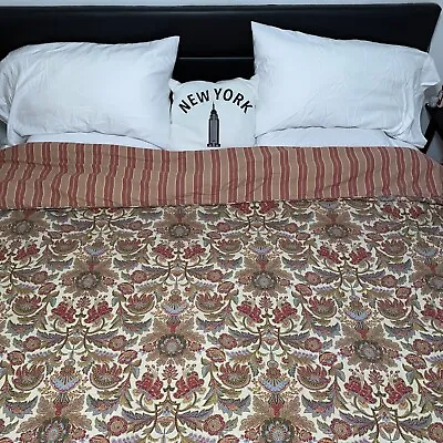 Ralph Lauren King Size Comforter Double Sided Jacobean Floral Pattern Vintage • $229.95