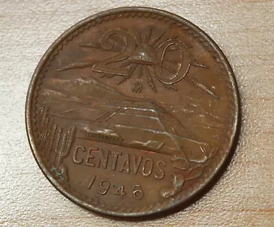 1946 Mexico 20 Centavos Pyramid Of The Sun  • $2.30