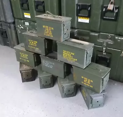 US Military Surplus 50 CAL M2A1 Ammo Cans LOT OF 10 Airtight Steel 12x6.5x7.5  • $120
