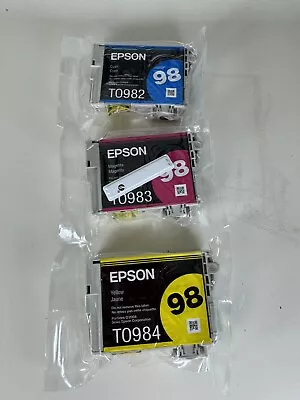 Lot Of 3 Genuine Epson 98 Ink Cartridges Cyan Yellow Light Magenta • $15