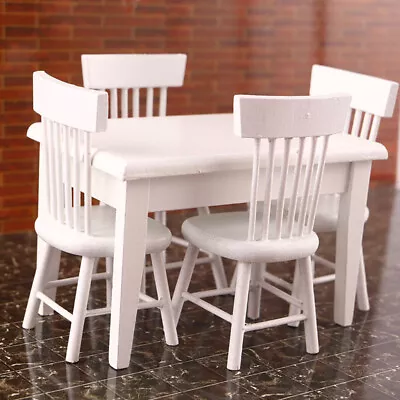 1SET 1/12 Scale Dollhouse Miniatures Dining Table Chairs Furniture Dining Room • $15.49