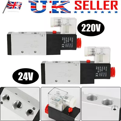 4V310-10 5 Way 2 Position PT3/8  24V/220V Pneumatic Electric Solenoid Air Valve • £13.93