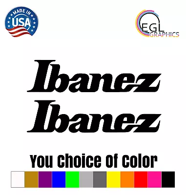 Pair Ibanez Guitar Logo 6  Wide White Vinyl Decal Sticker • $4.99
