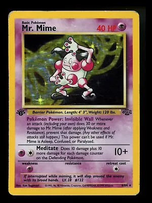 1st Edition Mr. Mime 6/64 Jungle 1999 Holo Rare Pokémon Card TCG • $25