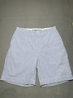 Ralph Lauren Polo Seersucker Shorts Mens 34 Blue White Striped Preppy Golf Durby • $18