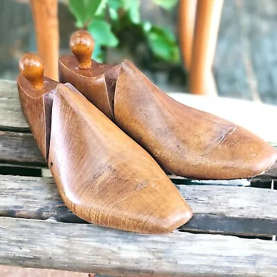 Vintage Wooden Shoe Trees Form Insert Stretcher Shaper Mold Mens Pair Size 7C • $27.99