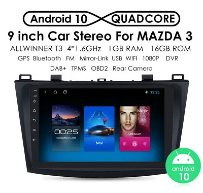 9 Car Radio Stereo Android For Mazda3 2010-2013 GPS Navi WiFi No-DVD Player • $143.69