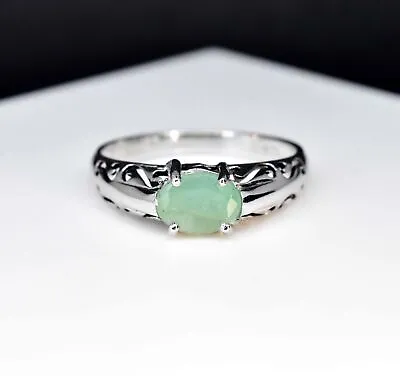 Untreated Natural Green Emerald 3Gm 925 Sterling Silver Men's Engagement Ring • $38.60