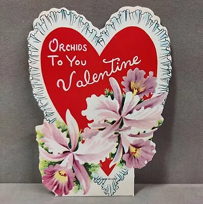 Vintage Die Cut Valentines Day Card 1950s Orchids To You Valentine Used • $6.15